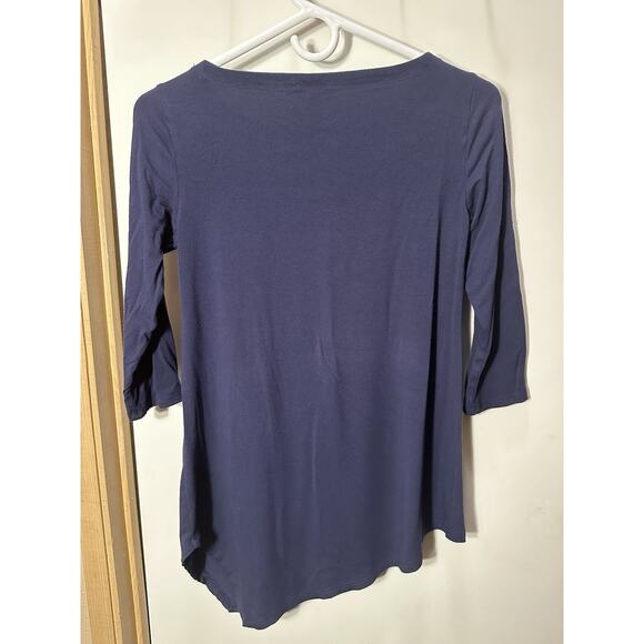 Eileen Fisher Asymmetrical 3/4 Sleeve Tunic T-Shirt Crew Neck Blue Size XXS TTP - Picture 7 of 12